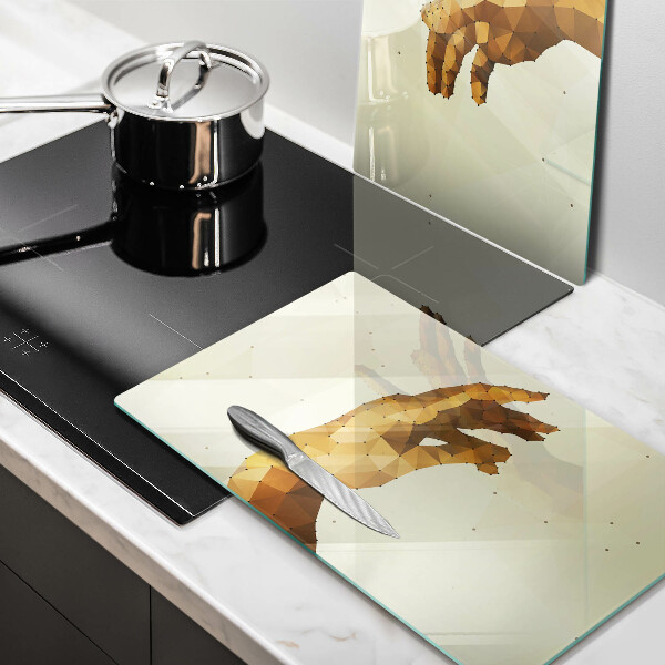 Kuchynská doska veľká zo skla Stvorenie Adamových rúk