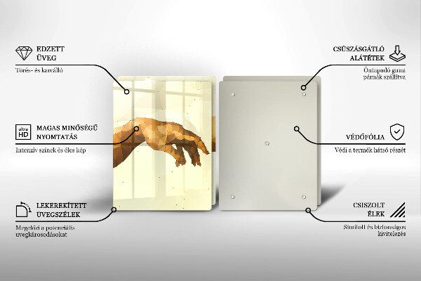 Kuchynská doska veľká zo skla Stvorenie Adamových rúk