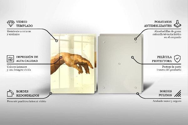 Kuchynská doska veľká zo skla Stvorenie Adamových rúk