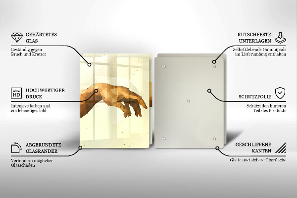 Kuchynská doska veľká zo skla Stvorenie Adamových rúk