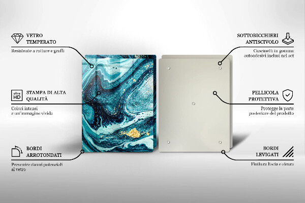 Sklenená doska na krájanie Modré zlato abstrakcia