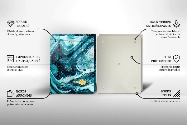 Sklenená doska na krájanie Modré zlato abstrakcia