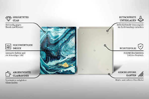 Sklenená doska na krájanie Modré zlato abstrakcia