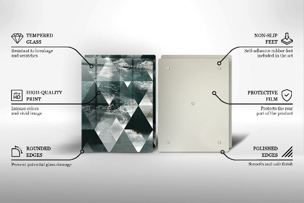 Kuchynská doska veľká zo skla Trojuholníky a voda