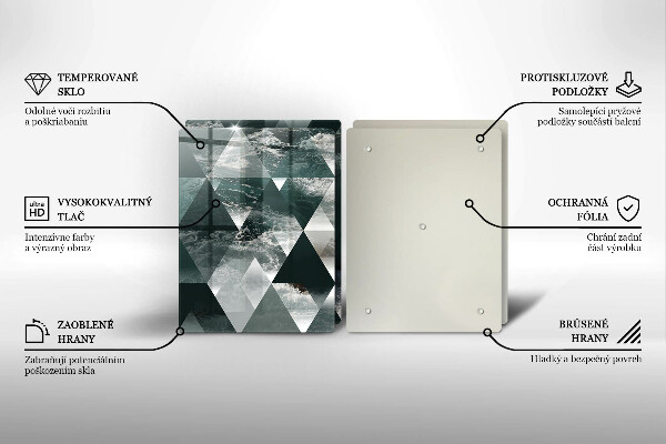 Kuchynská doska veľká zo skla Trojuholníky a voda