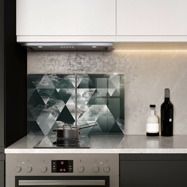 Kuchynská doska veľká zo skla Trojuholníky a voda