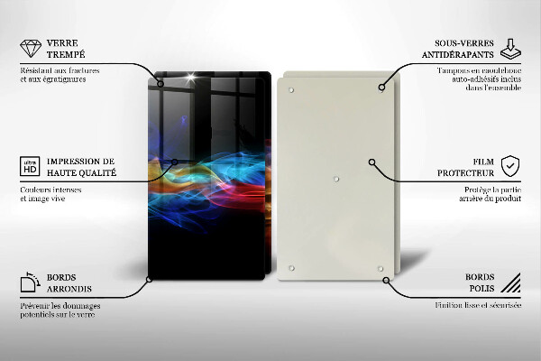 Kuchynská doska veľká zo skla Farebný dym