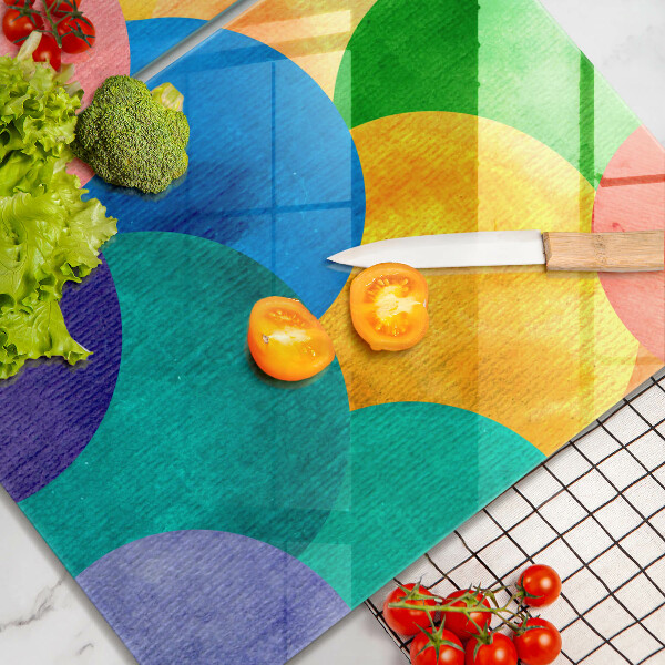 Sklenená doska na krájanie Farebné kruhy