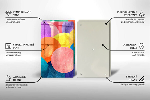 Sklenená doska na krájanie Farebné kruhy