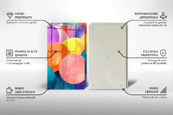 Sklenená doska na krájanie Farebné kruhy