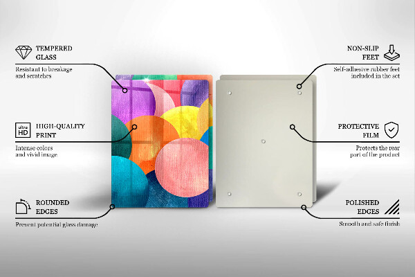 Sklenená doska na krájanie Farebné kruhy