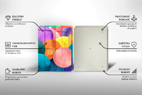 Sklenená doska na krájanie Farebné kruhy