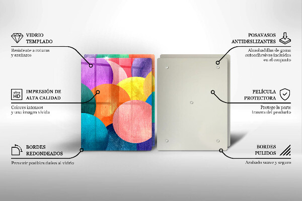 Sklenená doska na krájanie Farebné kruhy