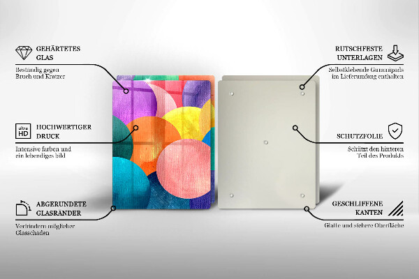 Sklenená doska na krájanie Farebné kruhy