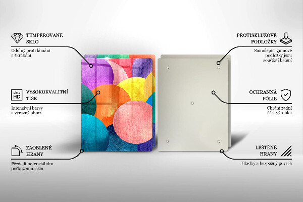 Sklenená doska na krájanie Farebné kruhy