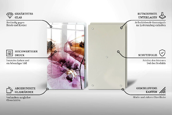 Sklenená doska na krájanie Jemné kvety