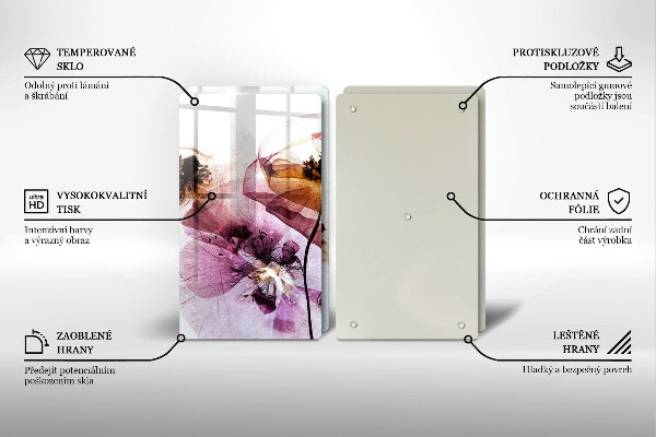 Sklenená doska na krájanie Jemné kvety