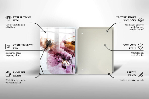 Sklenená doska na krájanie Jemné kvety