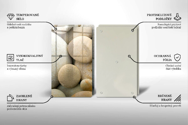 Kuchynská doska veľká zo skla Vzor oválnych kamienkov