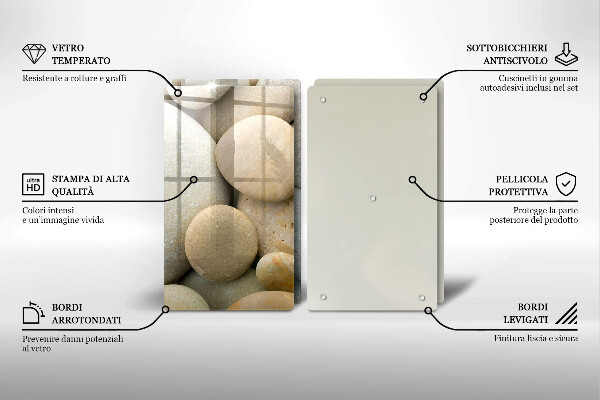 Kuchynská doska veľká zo skla Vzor oválnych kamienkov