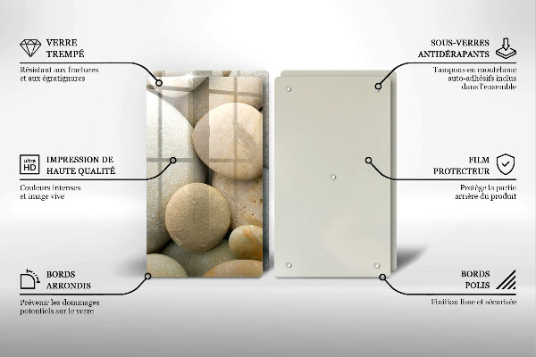 Kuchynská doska veľká zo skla Vzor oválnych kamienkov