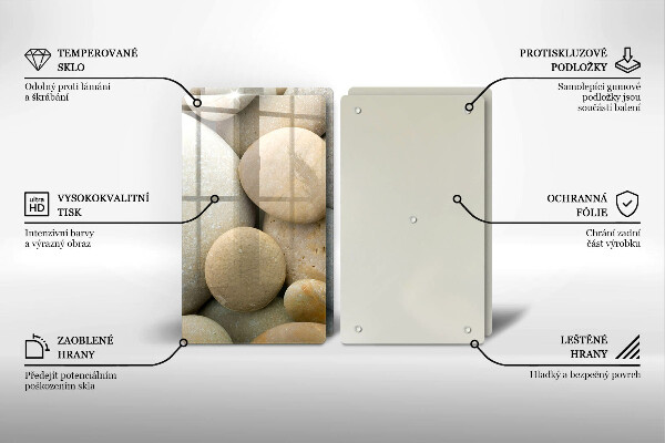 Kuchynská doska veľká zo skla Vzor oválnych kamienkov