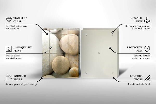 Kuchynská doska veľká zo skla Vzor oválnych kamienkov