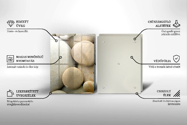 Kuchynská doska veľká zo skla Vzor oválnych kamienkov