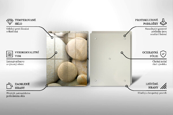 Kuchynská doska veľká zo skla Vzor oválnych kamienkov