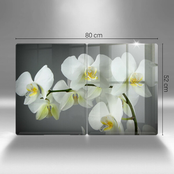 Kuchynská doska veľká zo skla Biele kvety orchideí