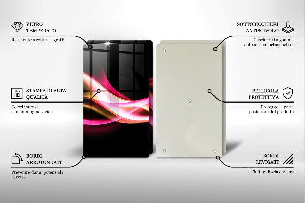 Kuchynská doska veľká zo skla Abstraktný neónový dym