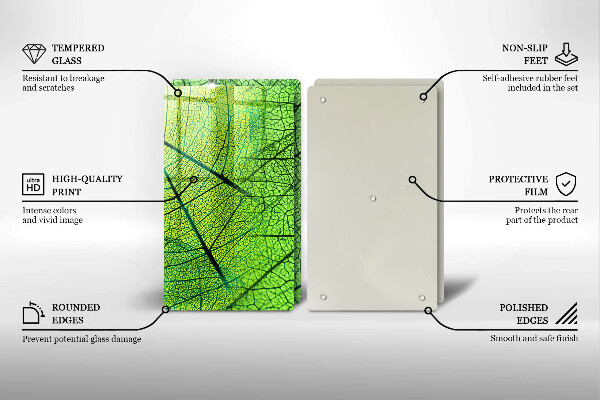 Kuchynská doska veľká zo skla Prírodné žilky listov
