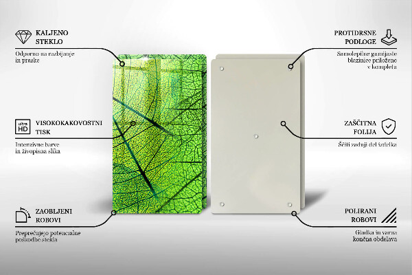 Kuchynská doska veľká zo skla Prírodné žilky listov
