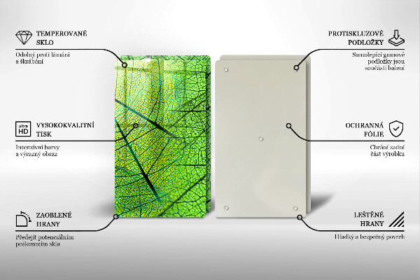 Kuchynská doska veľká zo skla Prírodné žilky listov