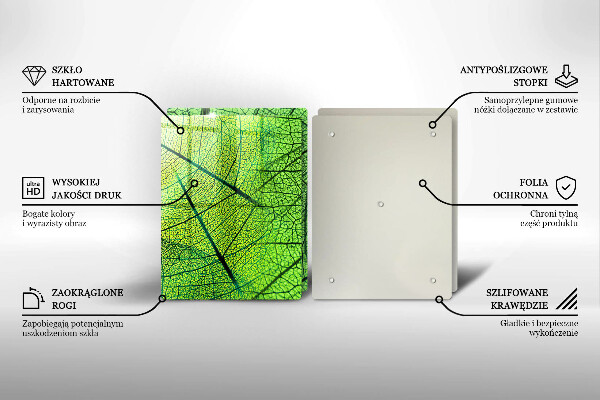 Kuchynská doska veľká zo skla Prírodné žilky listov