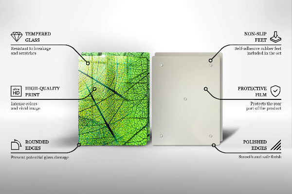 Kuchynská doska veľká zo skla Prírodné žilky listov