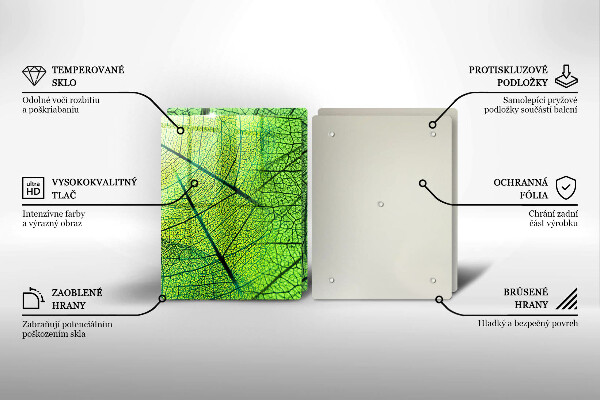 Kuchynská doska veľká zo skla Prírodné žilky listov