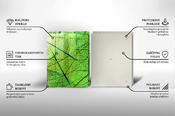 Kuchynská doska veľká zo skla Prírodné žilky listov