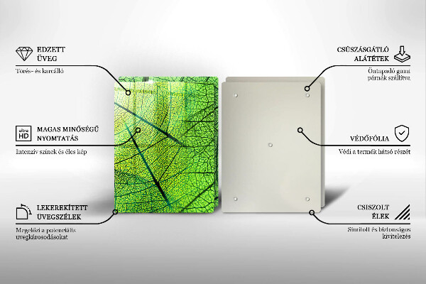 Kuchynská doska veľká zo skla Prírodné žilky listov