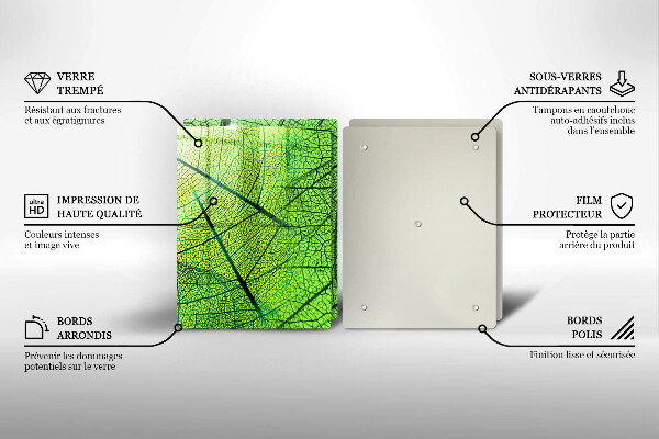 Kuchynská doska veľká zo skla Prírodné žilky listov