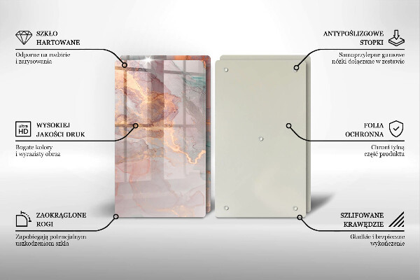 Kuchynská doska veľká zo skla Mramor so zlatom