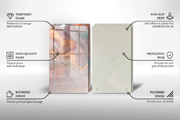 Kuchynská doska veľká zo skla Mramor so zlatom