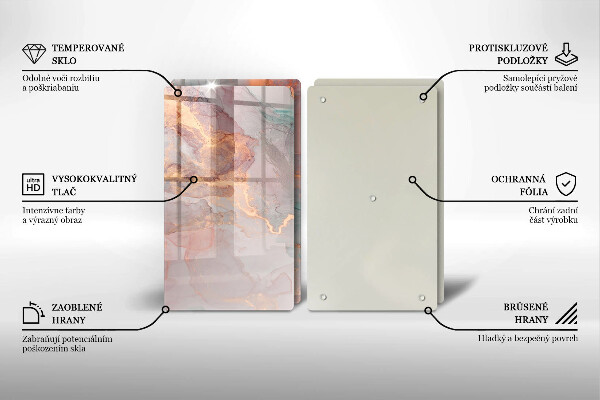 Kuchynská doska veľká zo skla Mramor so zlatom