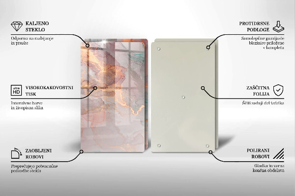 Kuchynská doska veľká zo skla Mramor so zlatom