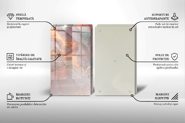 Kuchynská doska veľká zo skla Mramor so zlatom