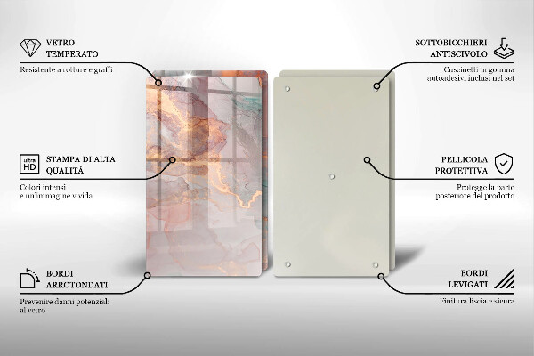 Kuchynská doska veľká zo skla Mramor so zlatom