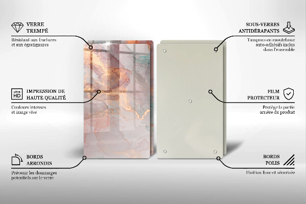 Kuchynská doska veľká zo skla Mramor so zlatom