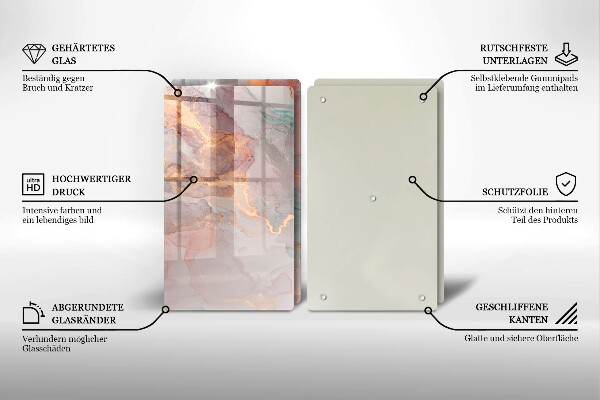 Kuchynská doska veľká zo skla Mramor so zlatom