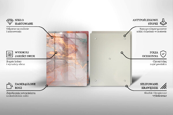 Kuchynská doska veľká zo skla Mramor so zlatom