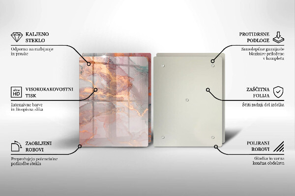 Kuchynská doska veľká zo skla Mramor so zlatom